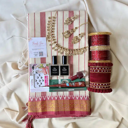 White Saree Gift Box – Premium Combo for Women