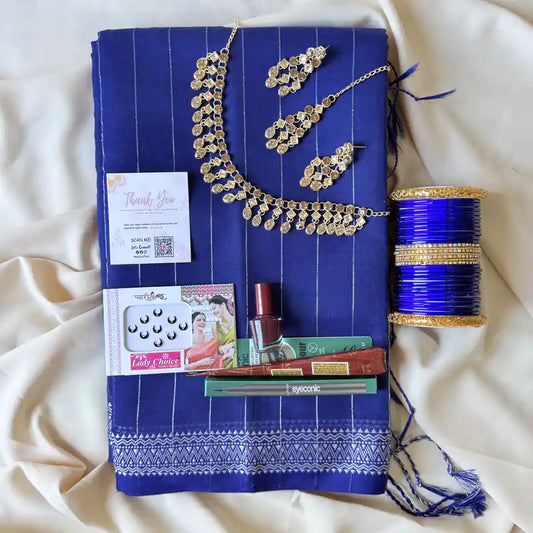 Blue Saree Gift Box – Premium Combo for Women