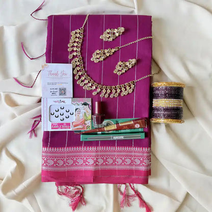 Magenta Saree Gift Box – Premium Combo for Women