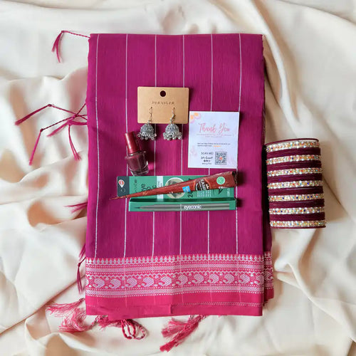 Magenta Saree Gift Box – Premium Combo for Women