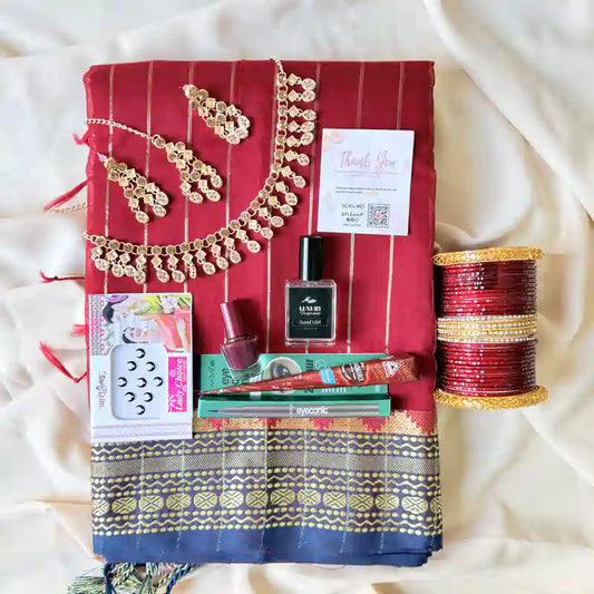 Maroon Saree Gift Box – Premium Combo for Women